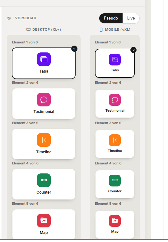 Preview column with desktop and mobile views